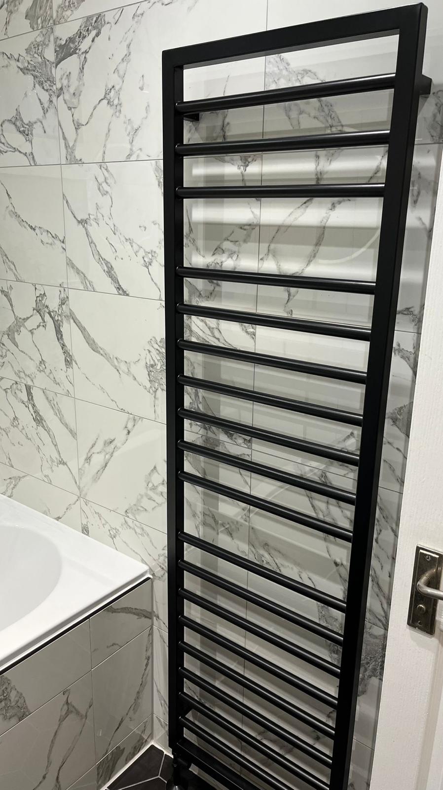 Marble & matte-black towel rail